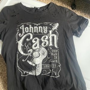 Cute cute black graphic t with holes